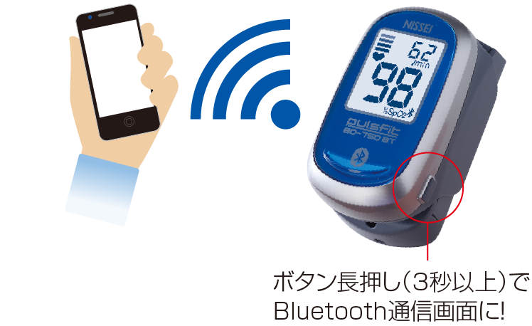 ボタン長押し3秒以上でBluetooth通信画面に